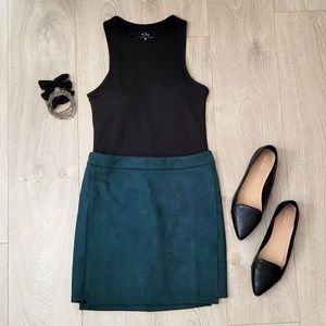 Faux Suede Mini Skirt size M Emerald Green